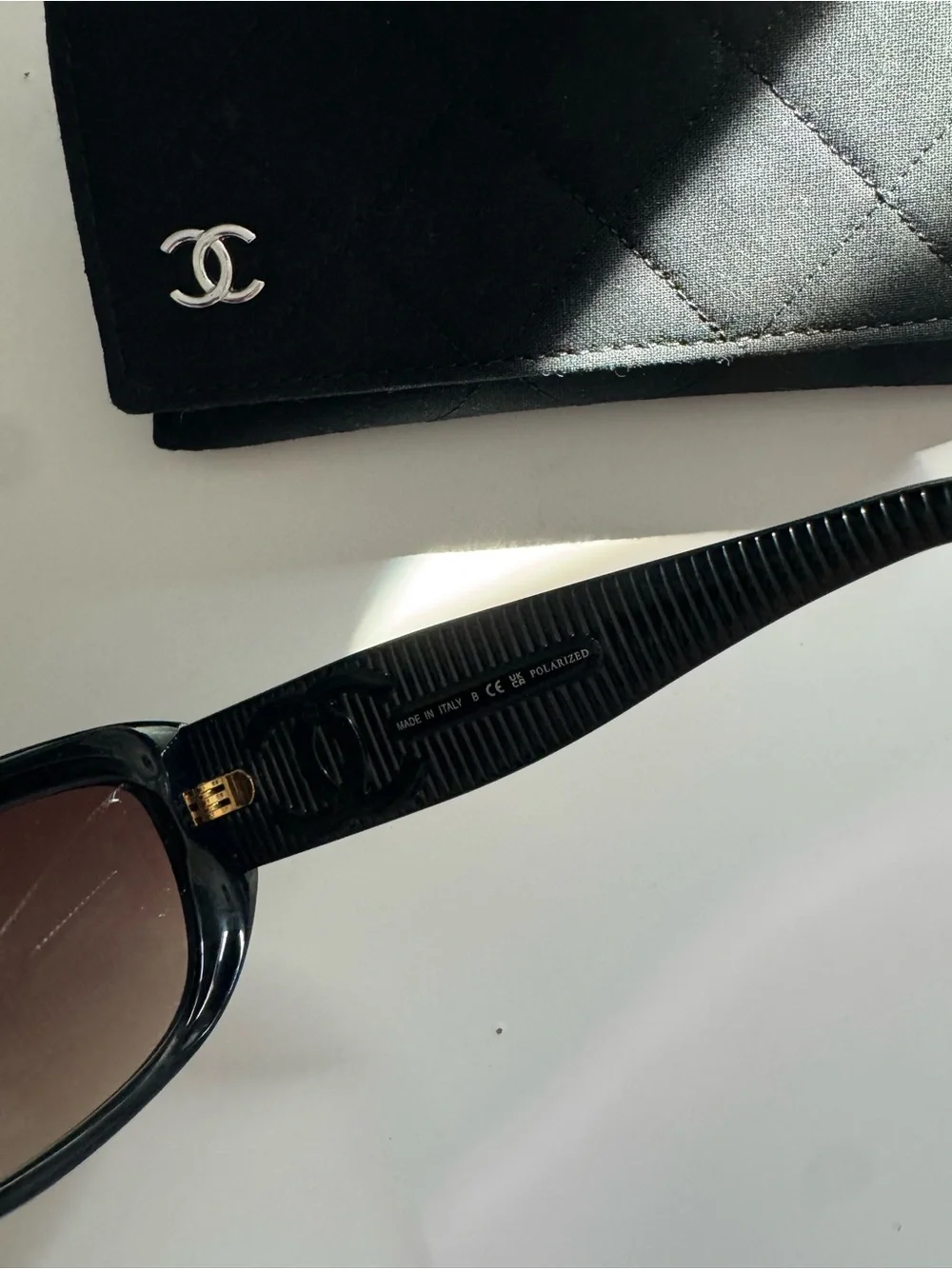 CHANEL Style Black Sunglasses with Silver CC Logo